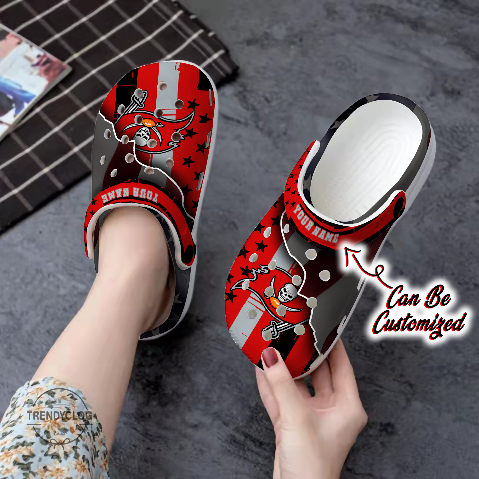 Buccaneers Crocs – Personalized Tb Buccaneers Team American Flag Line Clog Shoes