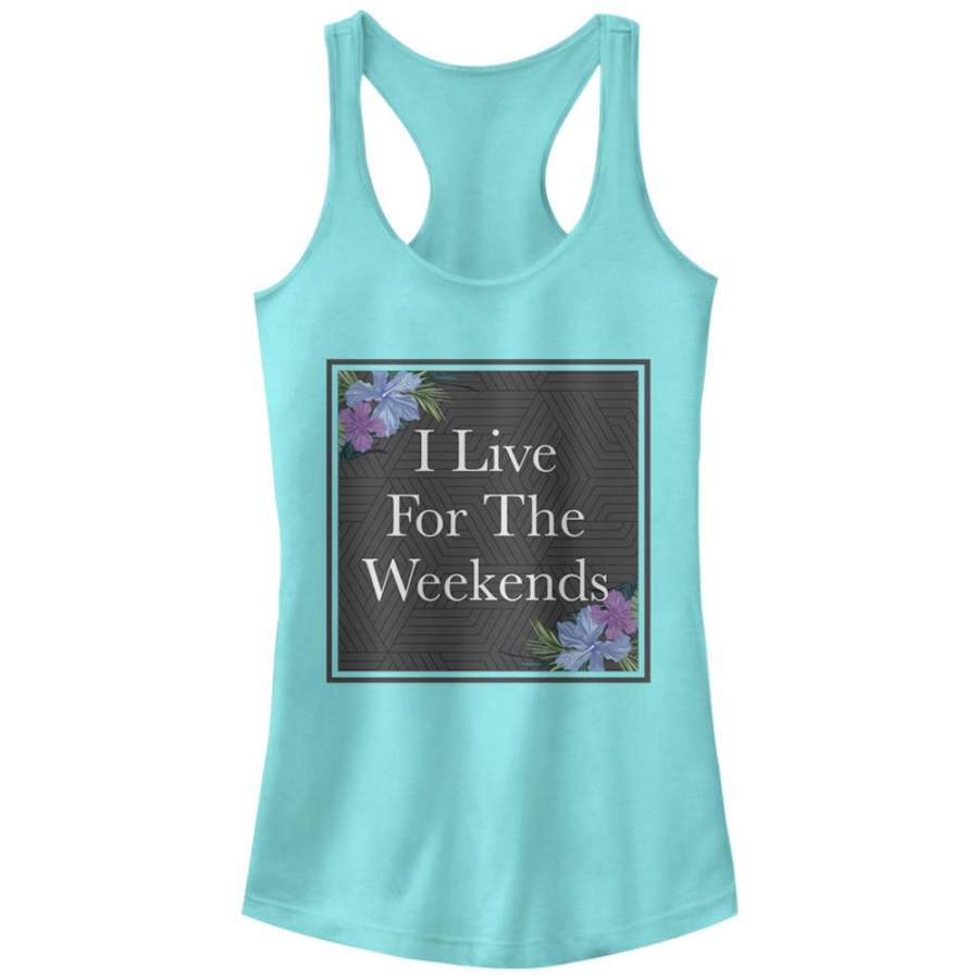 CHIN UP Junior’s Live for the Weekends  Racerback Tank Cancun