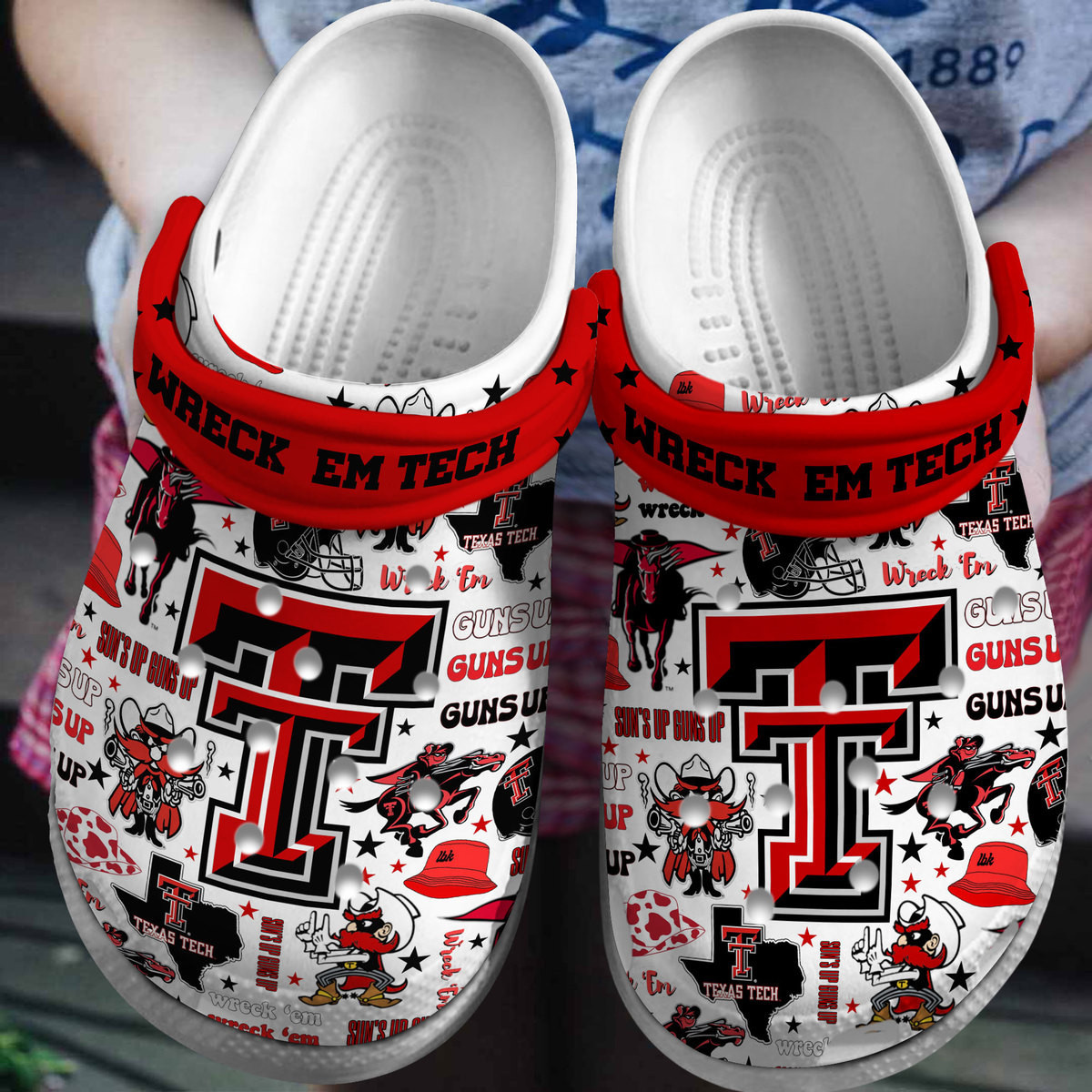 Texas Tech Red Raiders NCAA Sport Crocs Crocband Clogs Shoes Comfortable For Men Women and Kids