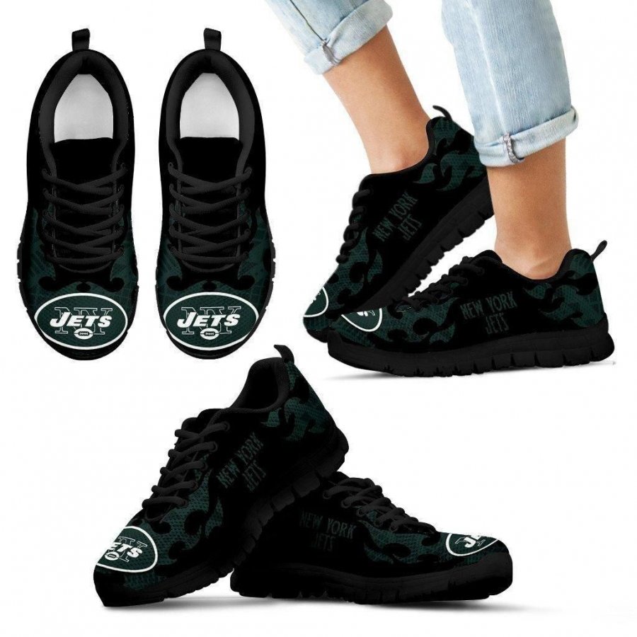 Tribal Flames Pattern New York Jets Sneakers #466