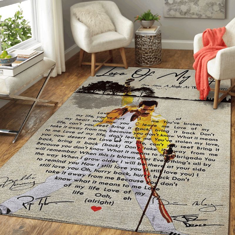 Freddie Mercury Queen Love Of My Life Leave Me Love Area Rug Living Room Rug Home Decor Floor Decor N98