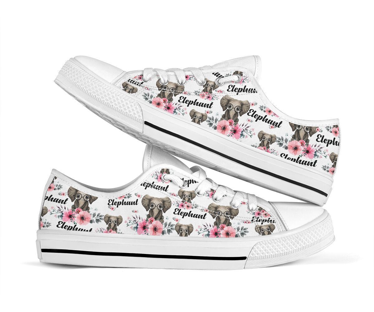 2CNVELP – Elephant Sitting On Flowers Low Top Shoe