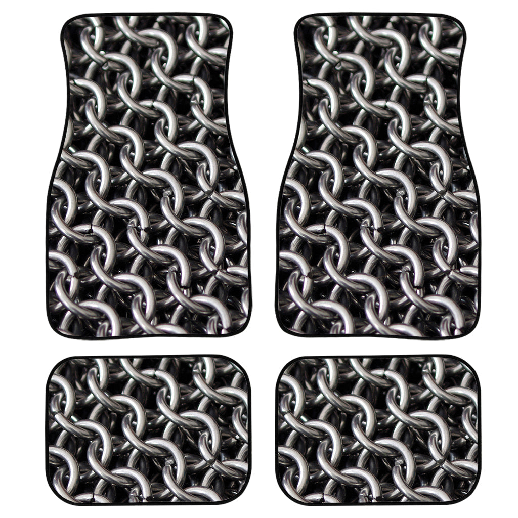 Chainmail Ring Pattern Print Front And Back Car Floor Mats, Front Car Mat