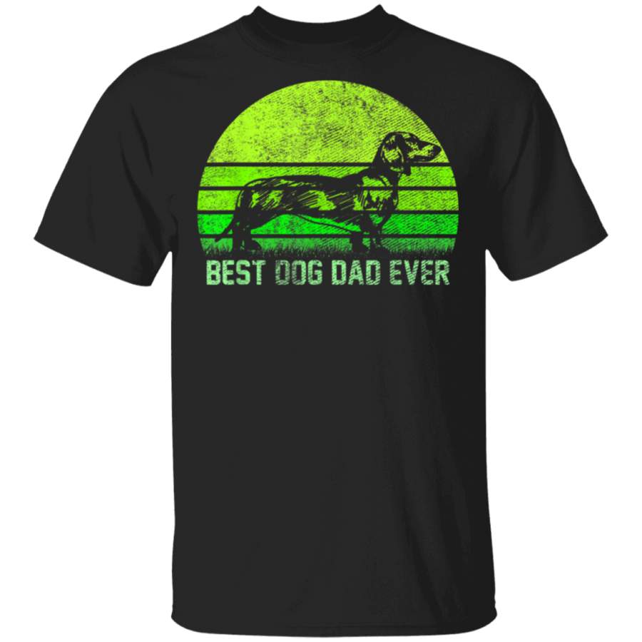 Vintage Retro Best Dachshund Dog Dad Ever Silhouette Sunset TShirt