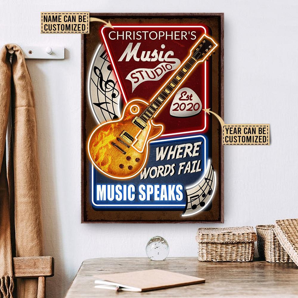 Aeticon Gifts Personalized Les Paul Gibson Right Handed Music Speaks Canvas Mom Dad Gift Home Decor