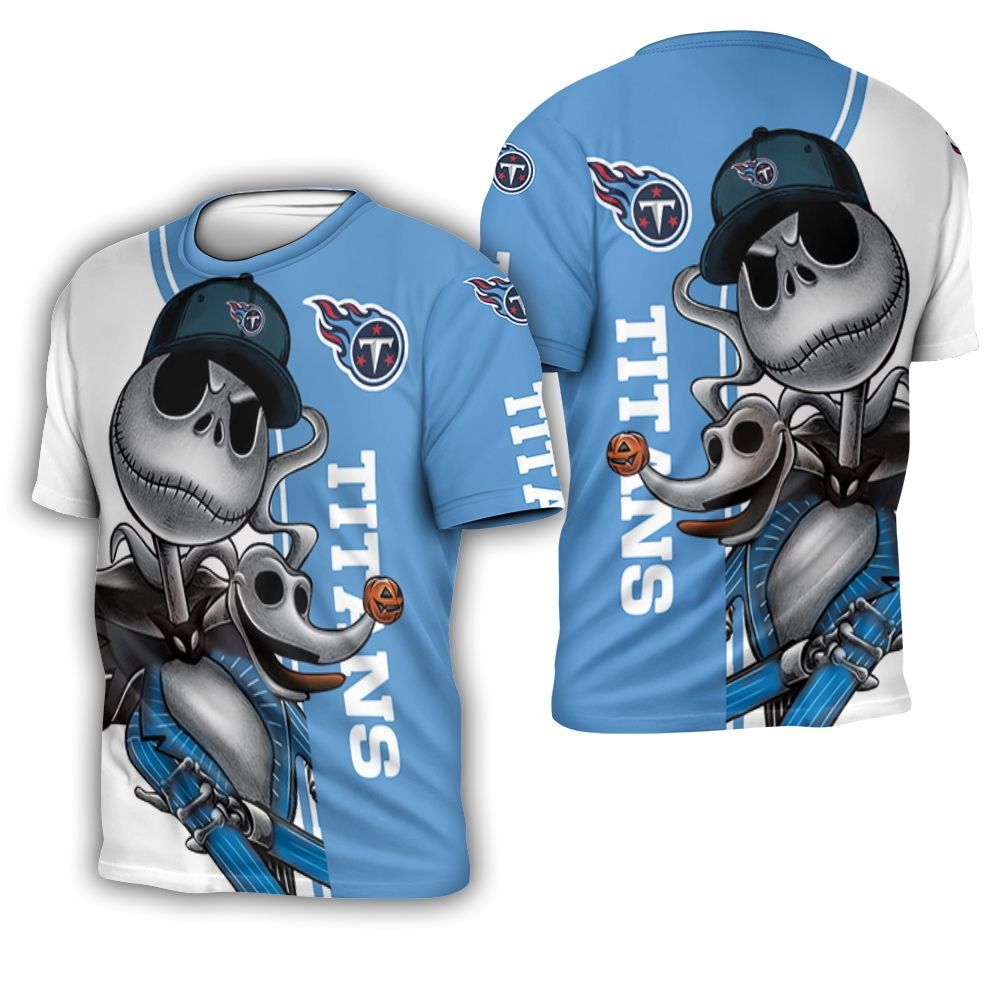 Tennessee Titans Jack Skellington And Zero 3D T-Shirt