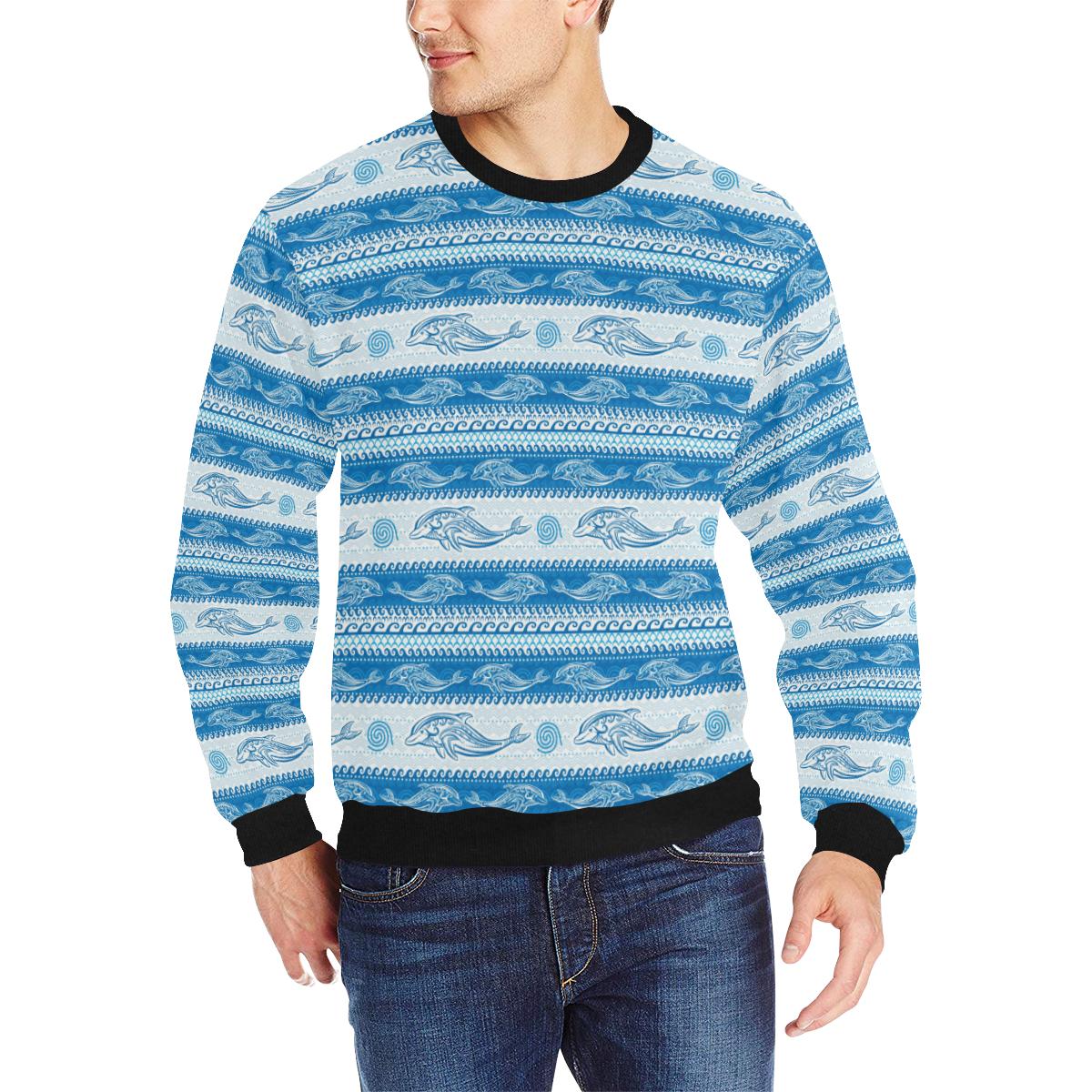 Dolphin Tribal Pattern background Men’s Crew Neck Sweatshirt