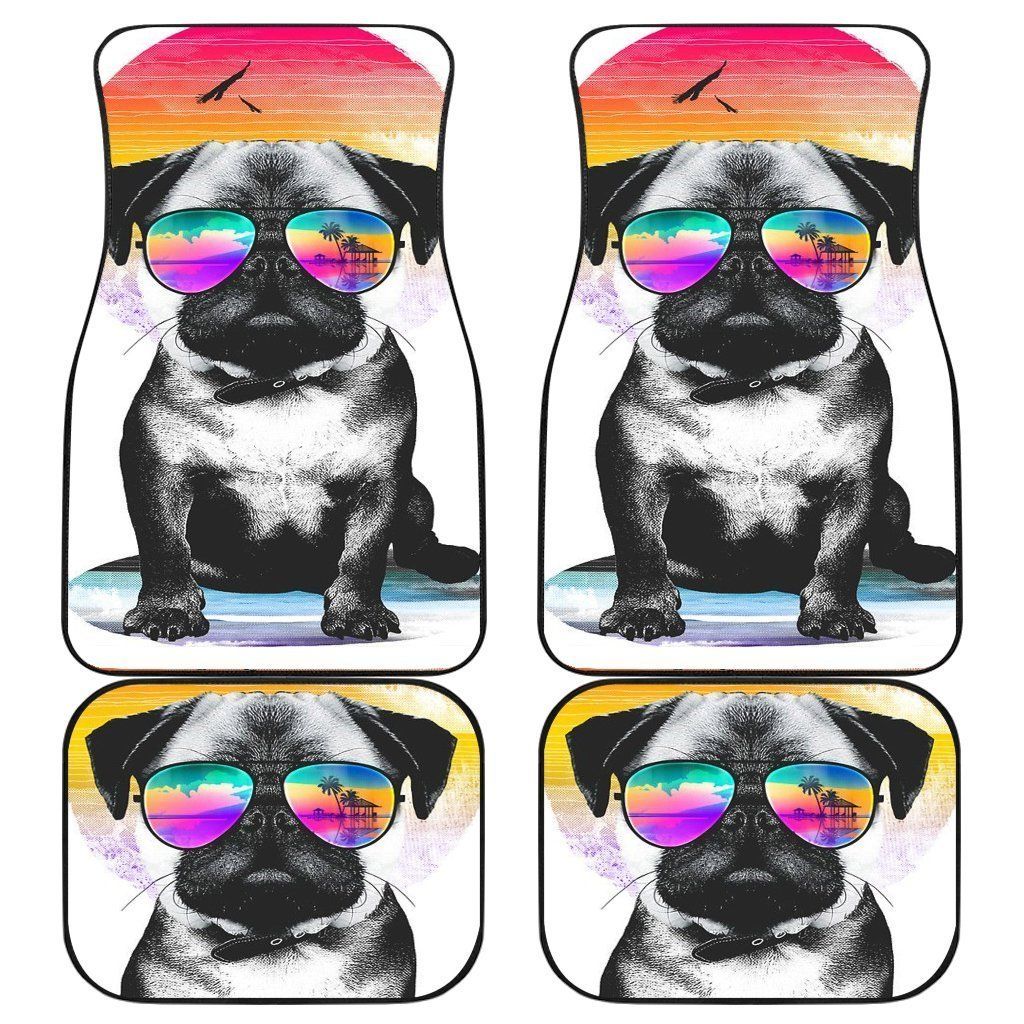 Summer Pug Dog Pet Animal Car Floor Mats Personalized Car Seat Floor Mat Custom Print