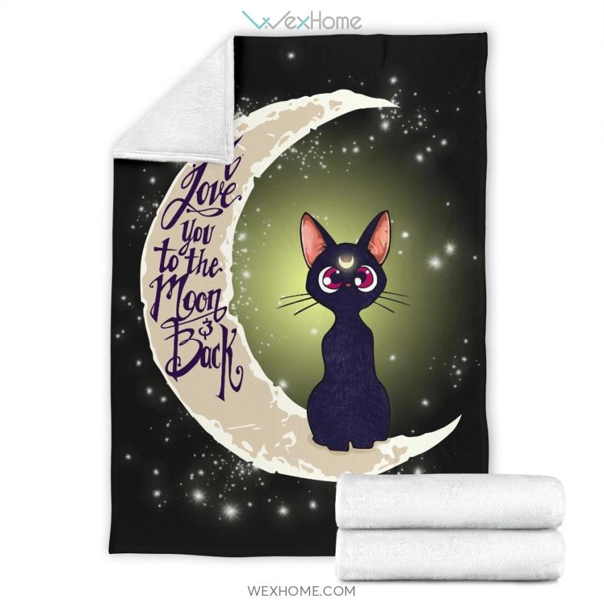 Love You To The Moon And Back Luna Cat Premium Blanket