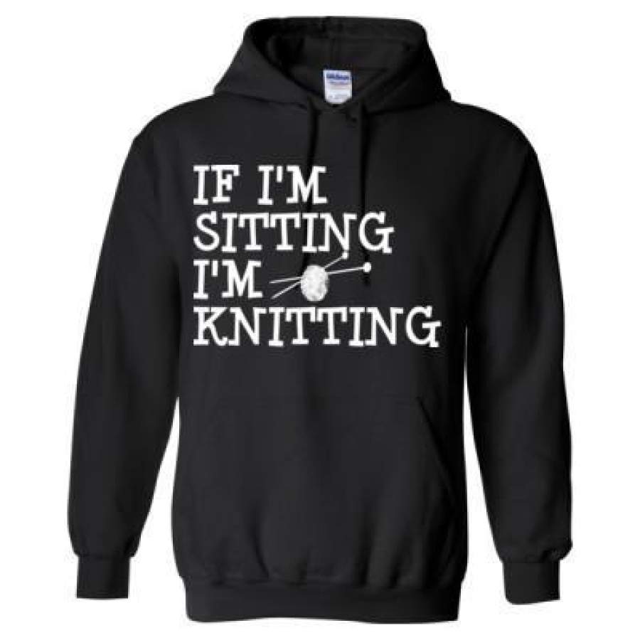 AGR If I Am Sitting I Am Knitting – Heavy Blend™ Hooded Sweatshirt