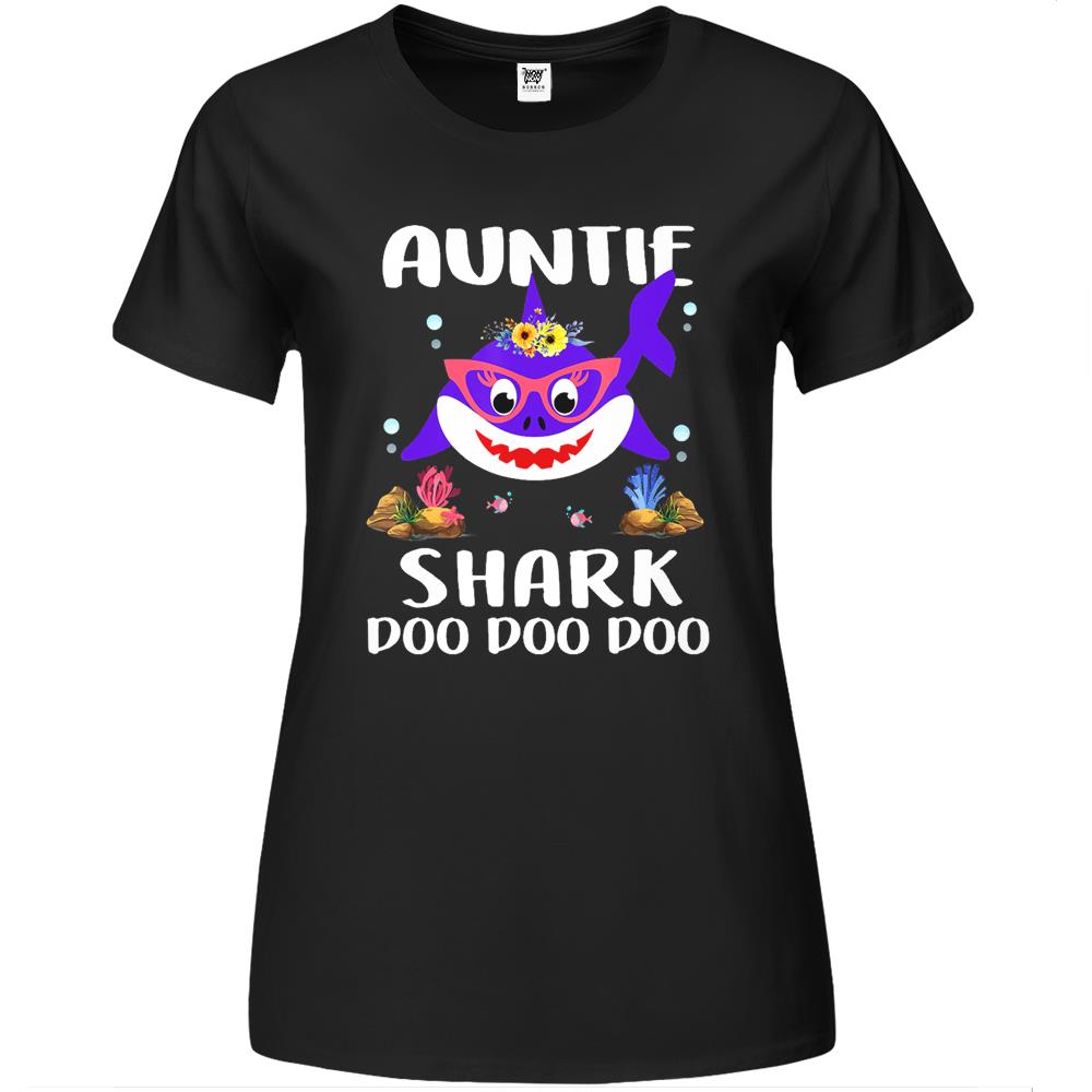 Auntie Shark Shirt Mothers Day Gift Idea For Mother Wife Premium Womens T Shirts