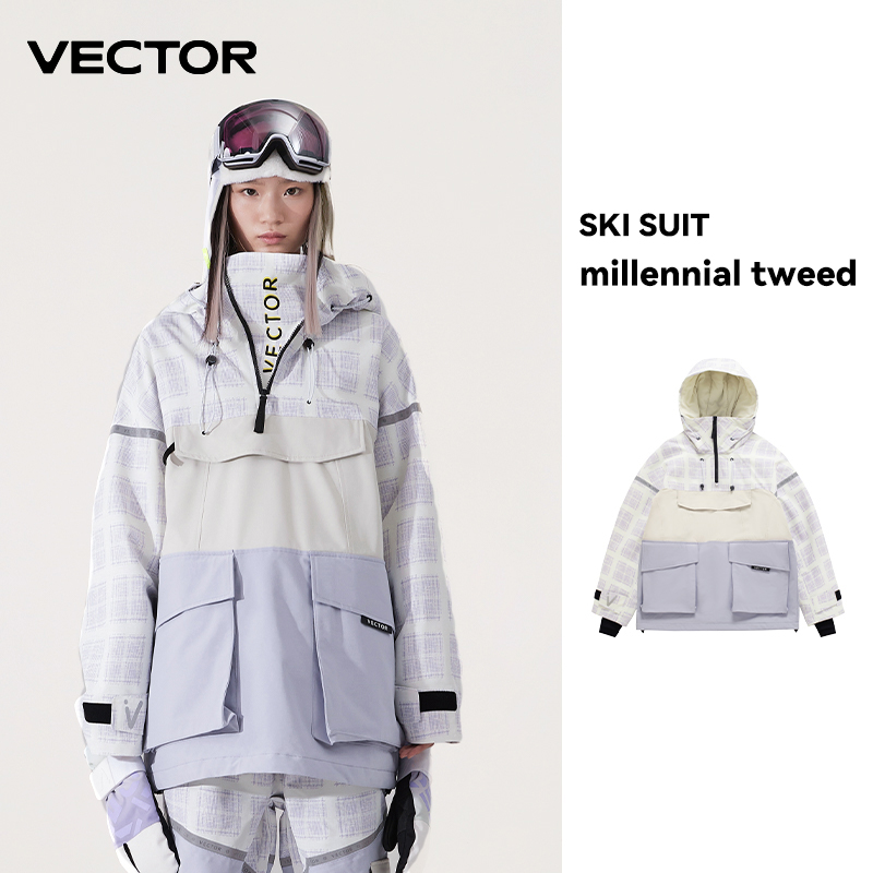 VECTOR Ski Wear Women Man Hooded Sweater Reflective Trend Ski Wear Thickened Warmth and Waterproof Ski Equipment Ski Suit Women alx