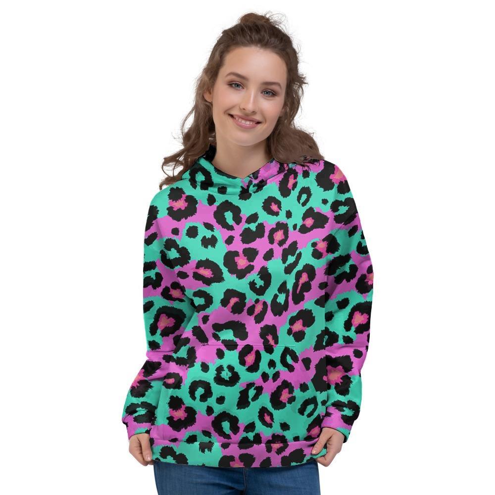 Teal Pink Leopard Women’S Hoodie