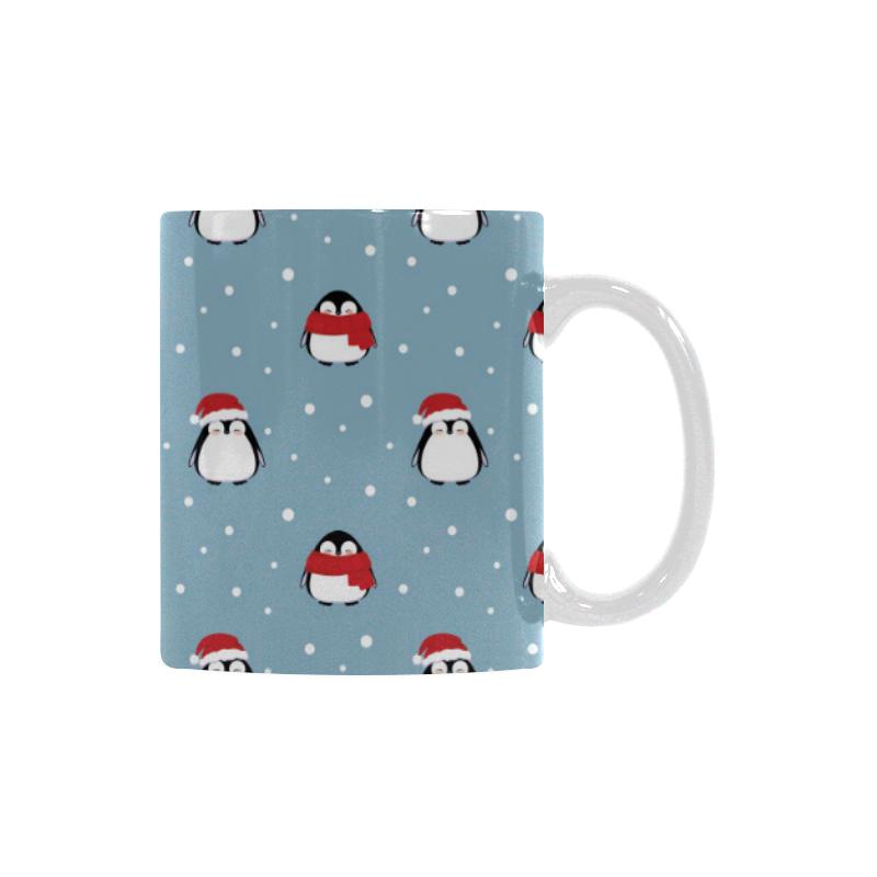 Cute penguin christmas snow pattern Classical White Mug (Fulfilled In US)