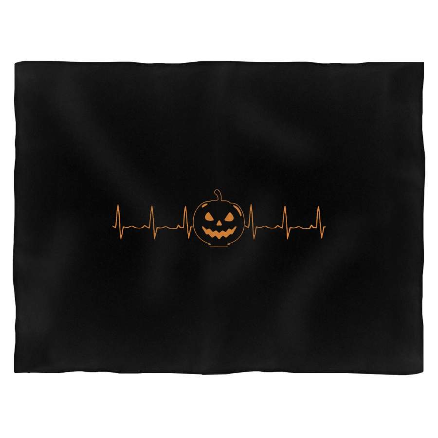 Halloween Pumpkin And Heartbeat Line Blanket