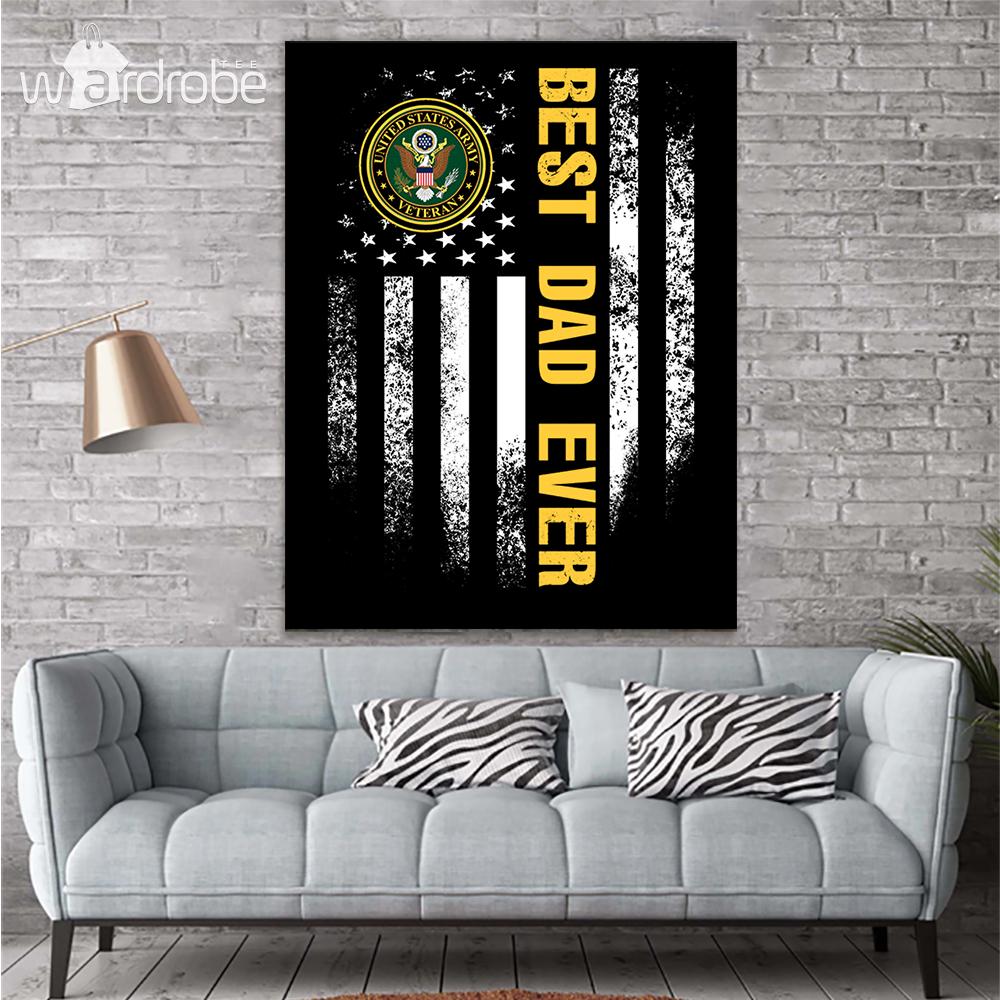 Custom Canvas Best Dad Ever United States Army Veteran – Gift For Dad