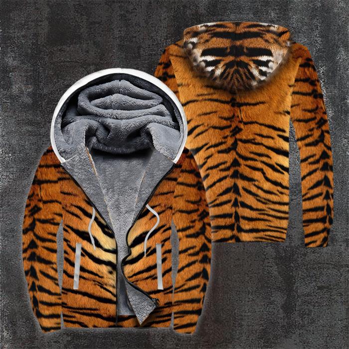 Tiger Costume Animal Cosplay Halloween Fleece Zip Hoodie All Over Print | Unisex | Adult | Ft1805