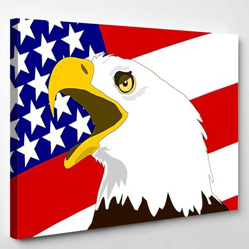 American Bald Eagle Flag United States – Eagle Animals Canvas Print