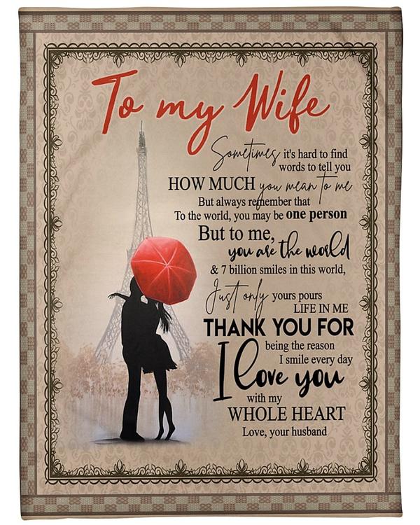 To My Wife Thank You For Being The Reason I Smile Every Day Fleece Blanket Gift For Family,Birthday,Wife,Couple,Gift Home Decor Bedding Couch Sofa Soft And Comfy Cozy