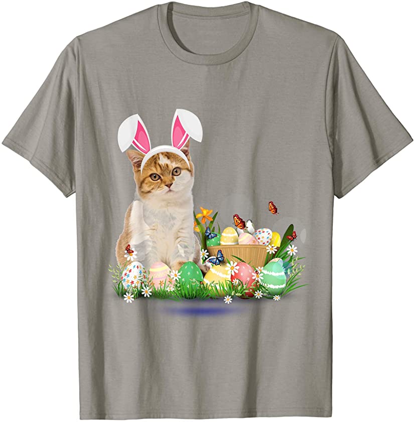 Cute Cat Easter Day Bunny Eggs Happy Easter T-Shirt