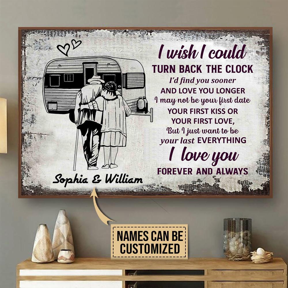 Aeticon Gifts Personalized Camping Sketch Turn Back The Clock Canvas Mom Dad Gift Home Decor