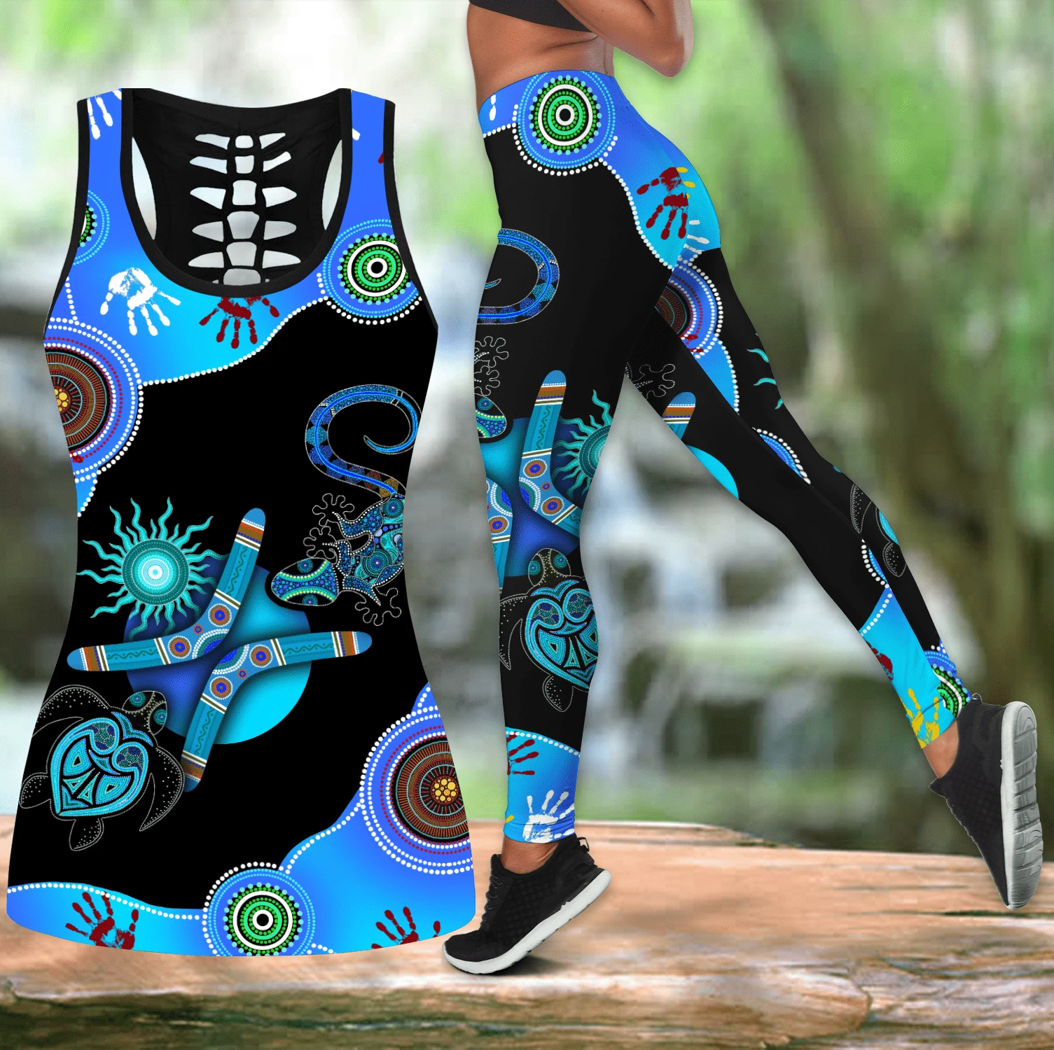 Aboriginal Naidoc Week Blue Turtle Lizard Tank Top And Legging All Over Print