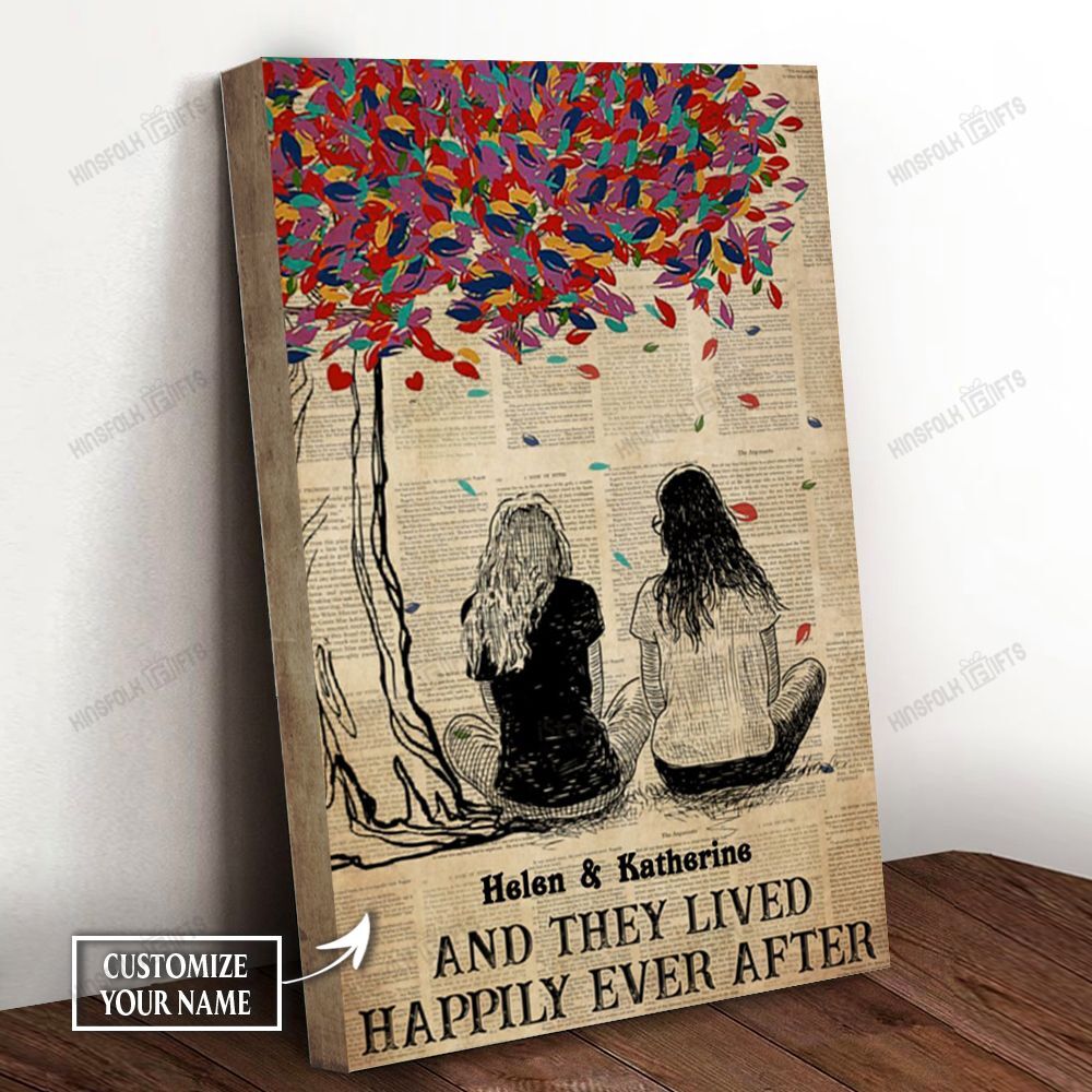Lesbian Couple Live Happily Personalized Canvas Poster Wall Art, Poster Print, Canvas Print Wall Decor