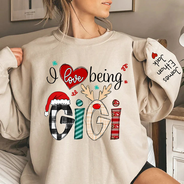 Christmas Gigi Sweatshirt, Christmas I Love Being Gigi Sweatshirt, Christmas Gigi Nana Mama Sweater, Custom Gigi And Grandkids Sweatshirt