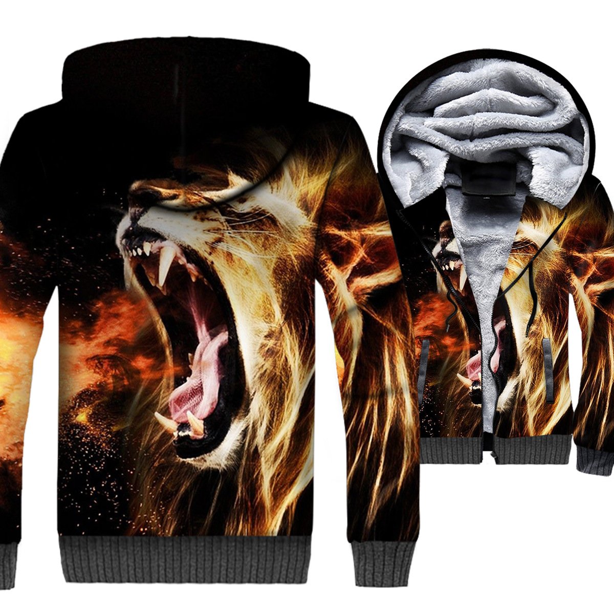 Animal Jackets – Animal Series Wild Lion Super Cool 3D Fleece Jacket