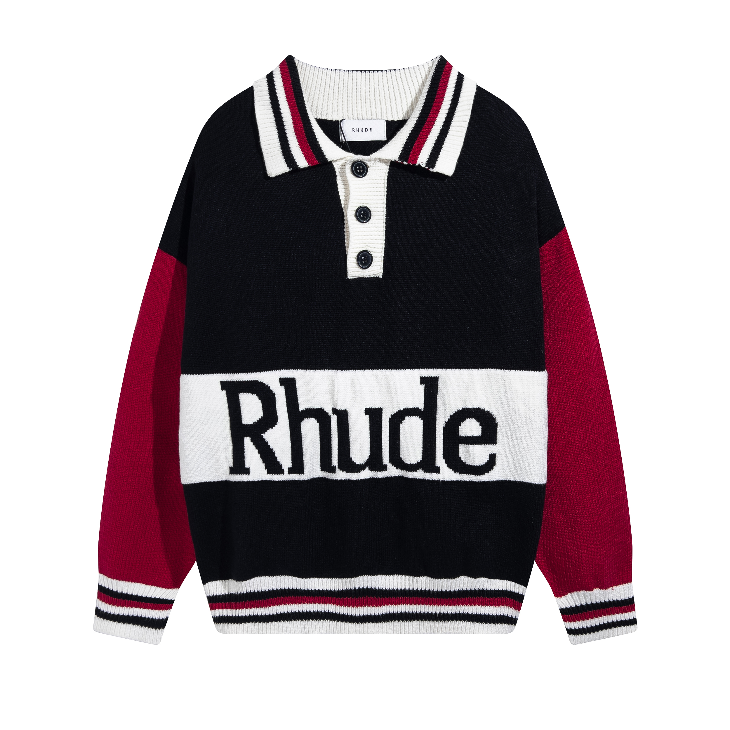 2022fw RHUDE Knitted Sweater Men Women High Quality Rhude Jacquard Sweatshirts Inside Tags alx