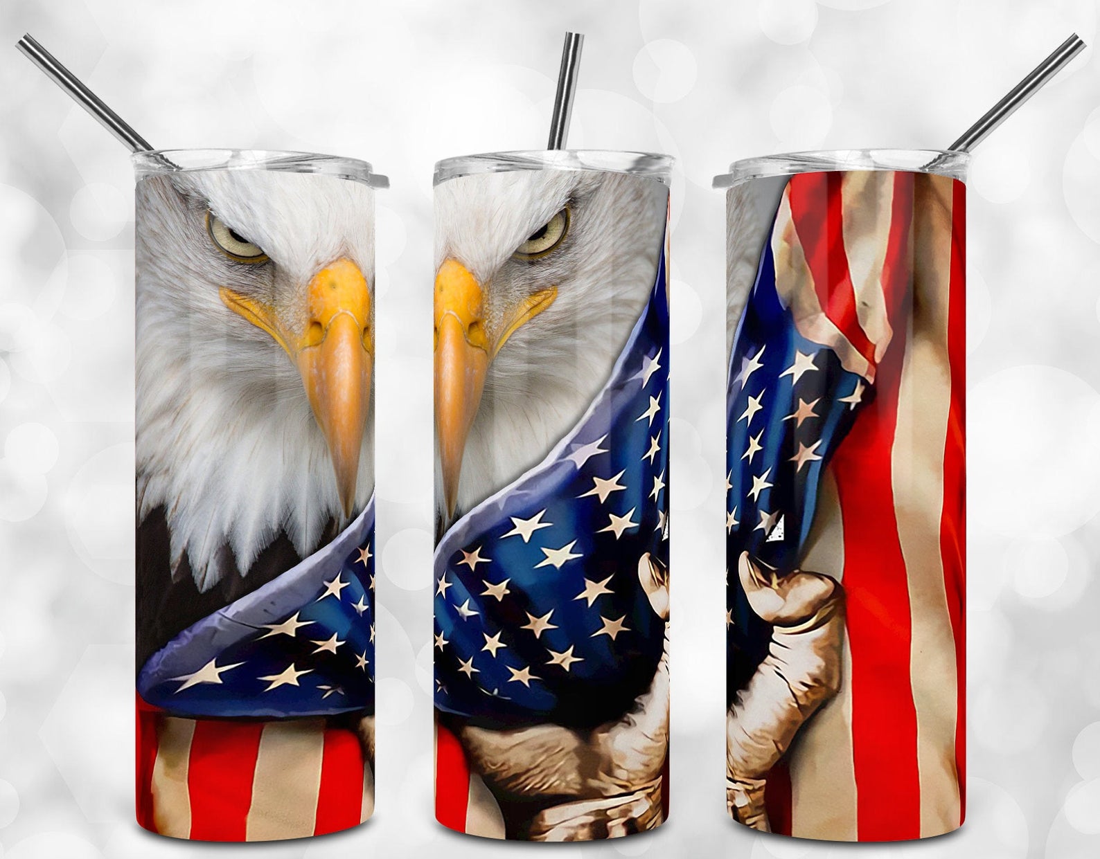 4Th Of July Eagle American Flag 20Oz Skinny Tumbler