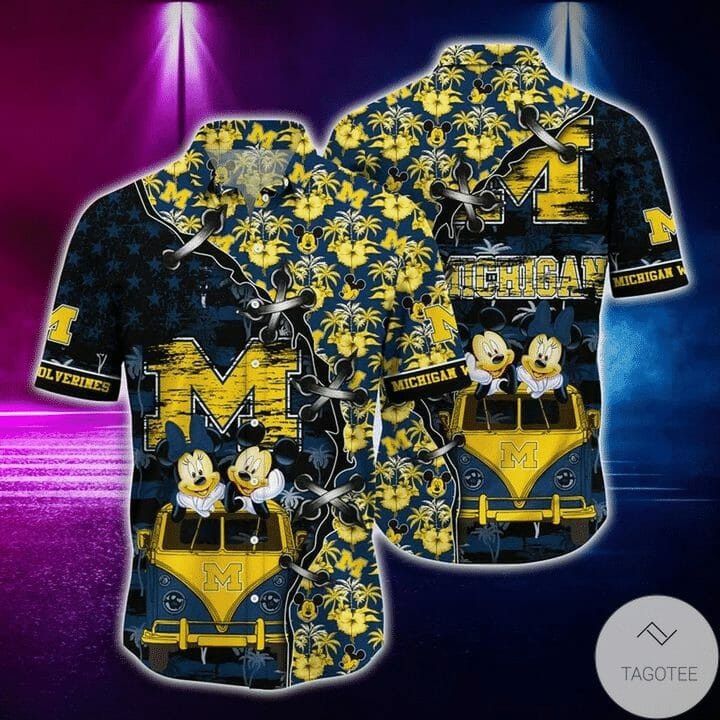 NCCA Michigan Wolverines Mickey And Daisy Hawaiian Shirt