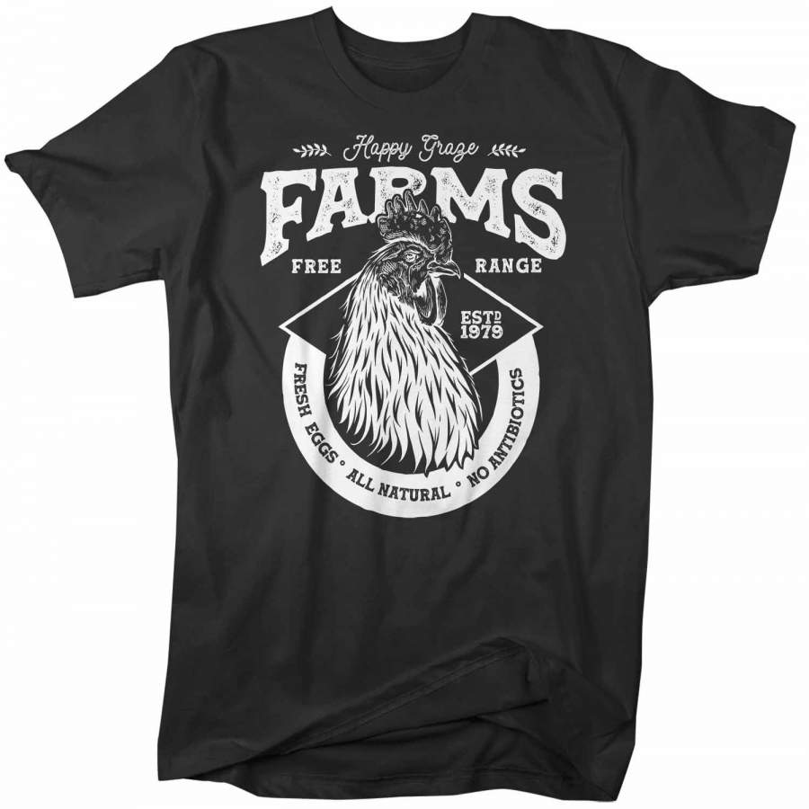 Men’s Personalized Farm T Shirt Vintage Rooster Shirt Farmer Gift Idea Custom Chicken Shirt Farm Shirts Customized TShirt