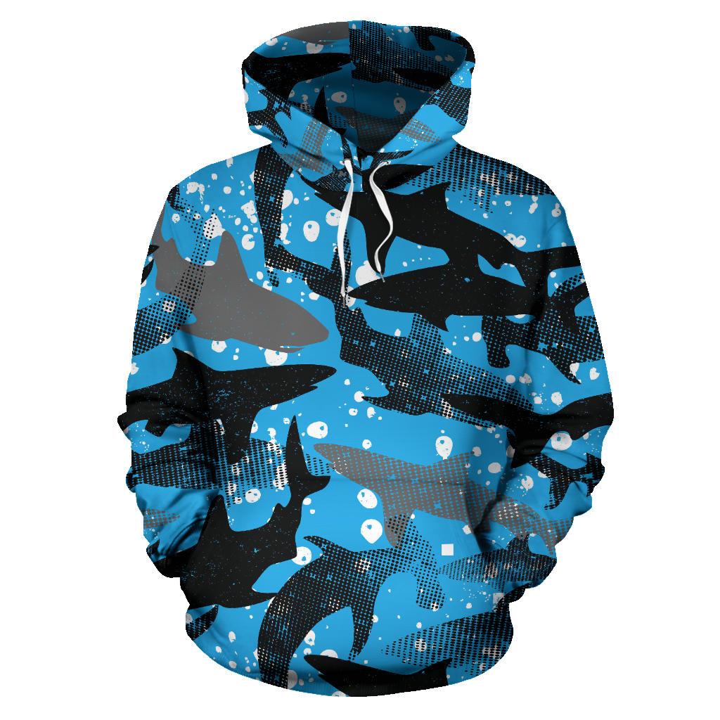 Shark Pattern Background Men Women Pullover Hoodie