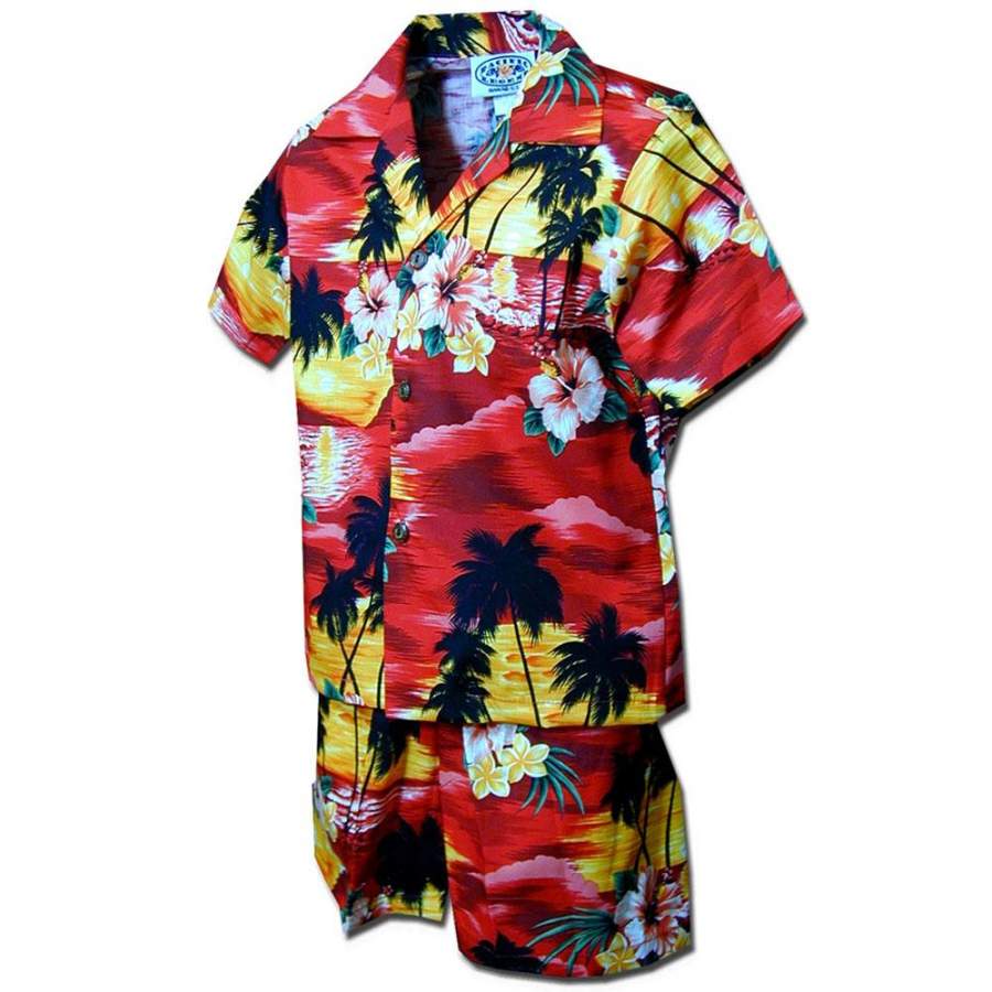 Diamond Head Sunset Red Hawaii Shirt And Shorts Ha80500