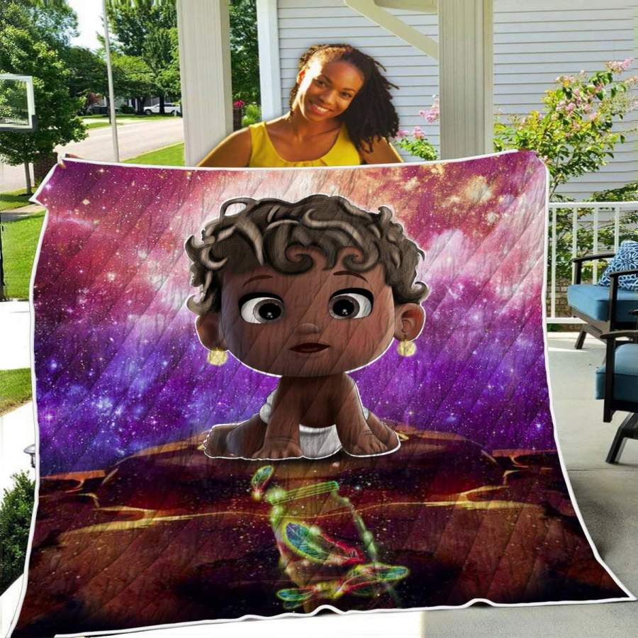 African America Art Quilt Blanket – To My Baby Curly Active Kid Girl Quilt Blanket Christmas Gift Ideas