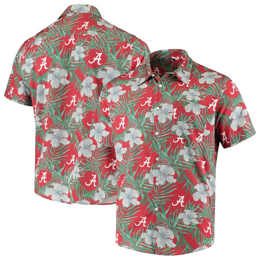 Alabama Crimson Tide Floral Hawaii Shirt Red Green Ha36082