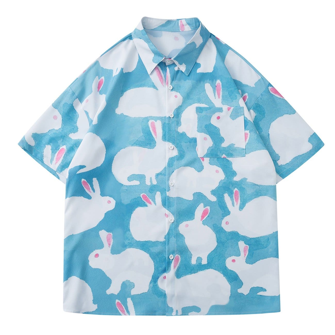 Cartoon White Rabbit Short Sleeve Shirt