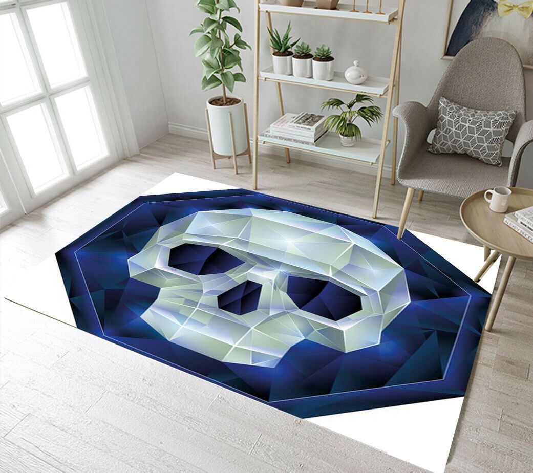 Geometric Halloween Skull Area Rectangle Rug