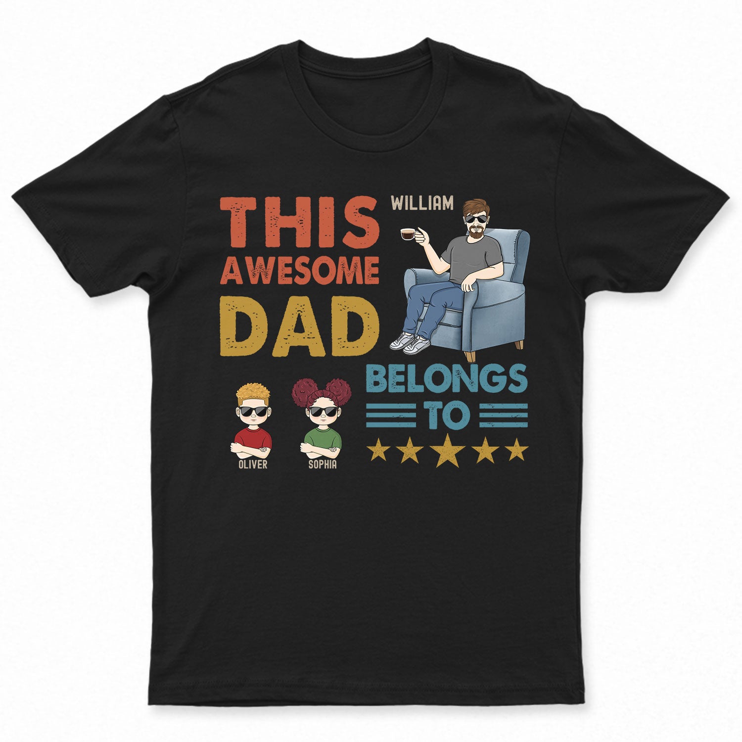 This Awesome Dad Belongs To – Gift For Father And Grandpa – Personalized Custom T Shirt