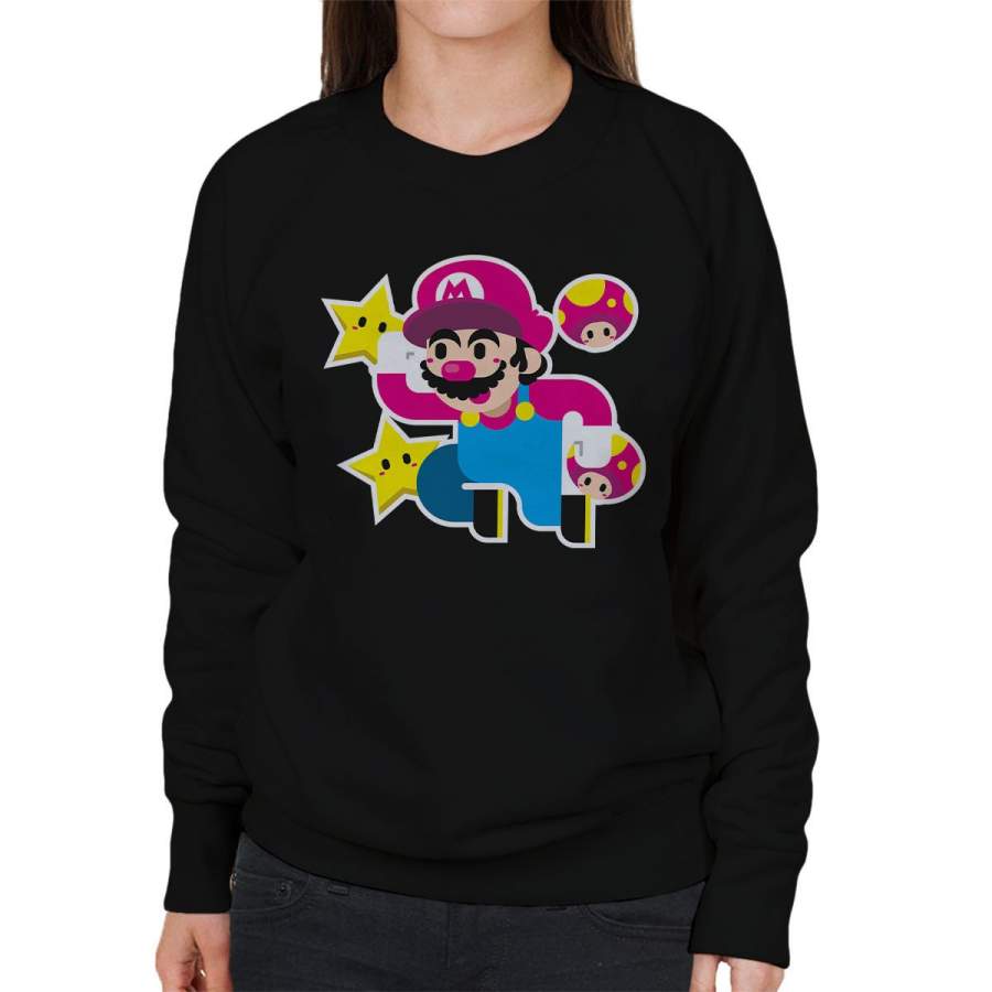 Super Mario Bros Star Mushrooms Women’s Sweatshirt