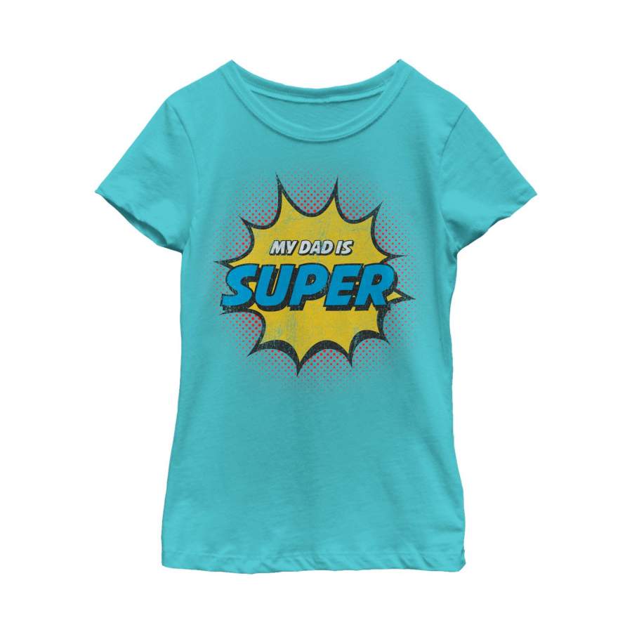 Lost Gods Girl’s Father’s Day Retro Comic Super Dad  T Shirt