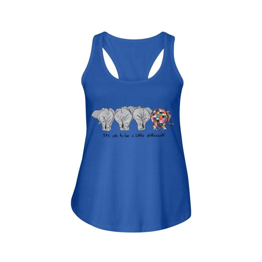 It’s Ok To Be Different For Elephant Lovers Ladies Flowy Tank