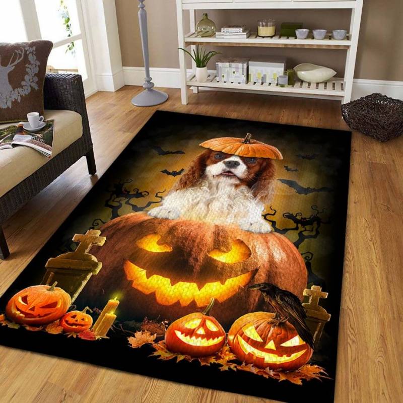 Cavalier King Charles Spaniel Pumpkin Halloween D1008 Rug