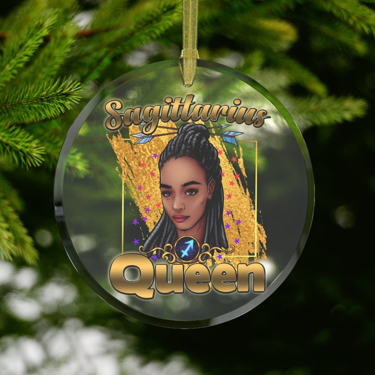 Sagittarius Black Girl Black Woman Sagittarius Queen Black Queen Sagittarius Zodiac Gifts Christmas Ornament