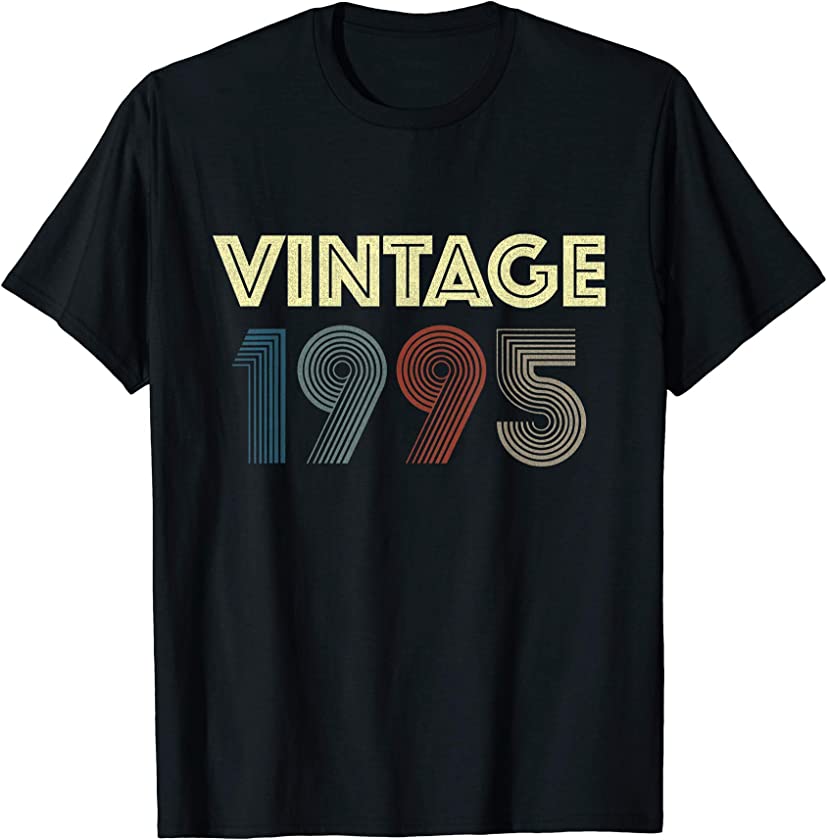 26th 1995 Birthday Vintage Retro Men Women 26 Years Old T-Shirt