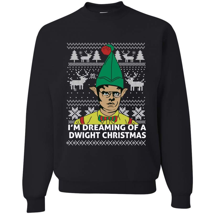 The Office Dwight Dreaming Of A Dwight Christmas Ugly Christmas Sweater Unisex Crewneck Graphic Sweatshirt