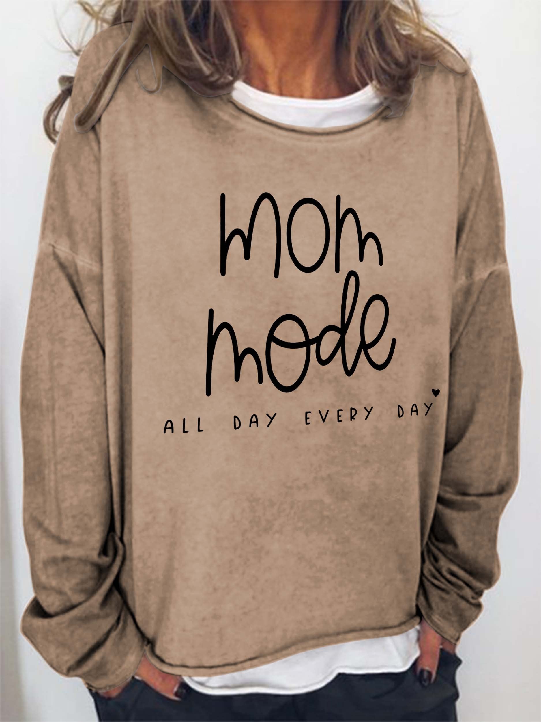 Women’S  Mom Mode All Day Every Day Long Sleeve Top
