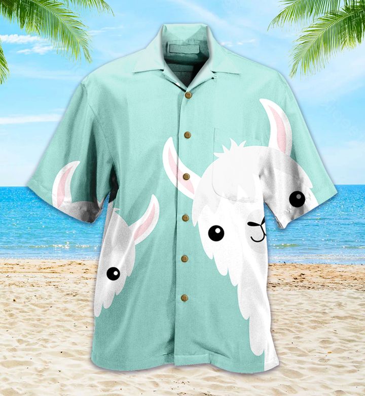 Two Llama Alpaca White Hawaii Shirt Ha53333