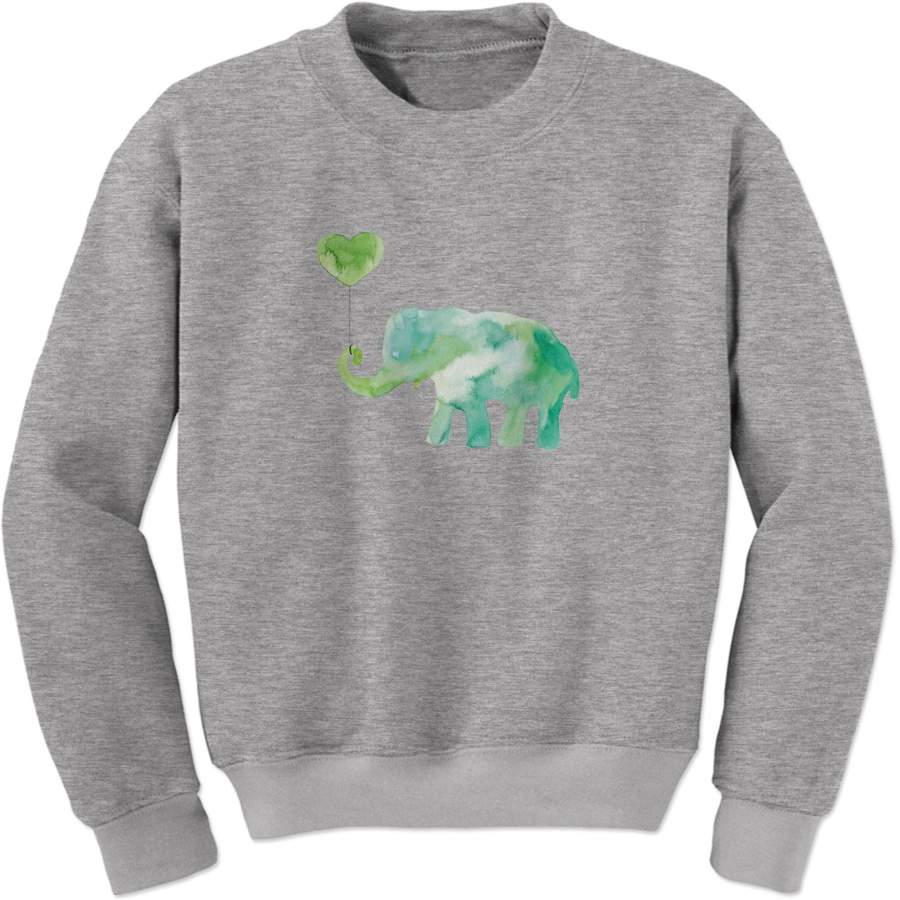 Elephant With Ballon Watercolors Adult Crewneck Sweatshirt